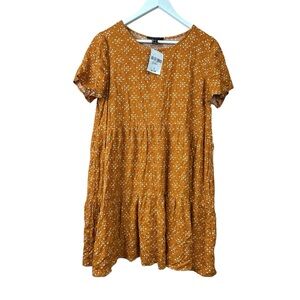 Forever 21 Woven Dress Dark Mustard Orange Wonen Sz L Nwt